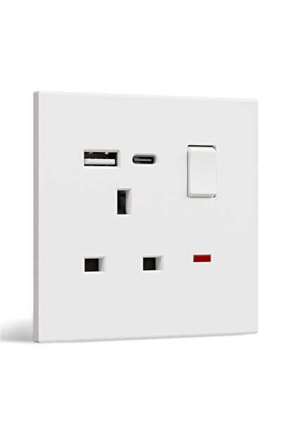 Generic BSEED Single Switched Electrical Wall Socket, PC Plate UK Socket with...