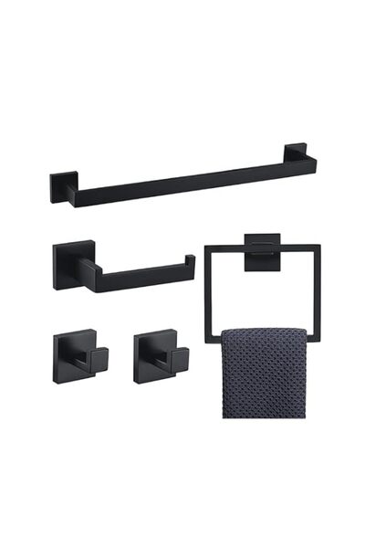 Generic Bathroom Hardware Set, Wall Mounted Towel Rail, 5 Pieces Brushed Nick...