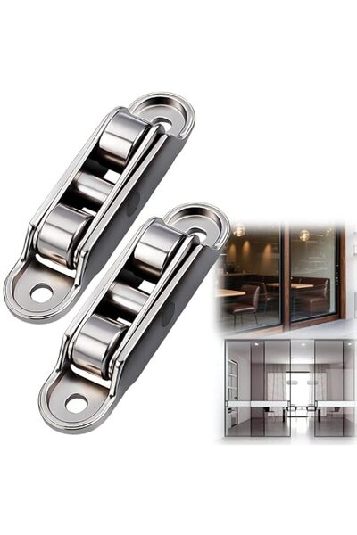 Generic 2 Pcs Push-Pull Sliding Window Roller Metal Wheels, Double Wheel Bala...