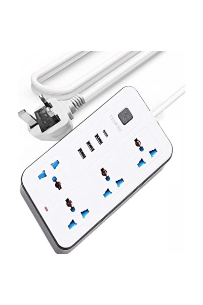 Generic Universal Power Extension Cord -4 Power Sockets, 3 USB 1 type C Slots...