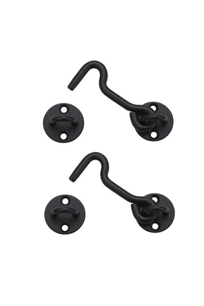 Generic 4" Black Privacy Hook and Eye Latch Easy Lock for Barn Door (2 Black)