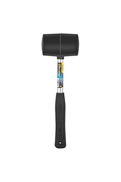 Generic Deli Rubber Hammer with Steel Handle 450 g, 305 mm Size, Black/Silver