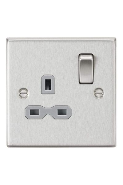 Generic Knightsbridge 13A 1G DP Switched Socket with Grey Insert - Square Edg...
