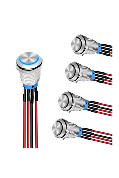 Generic ALMEKAQUZ 5 Pack 12mm Push Button Switch with Pre-Wiring, 12V 24V Sel...