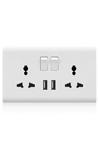 Generic MODI Double Switch Wall Socket And 2 USB Outlet | Dual Switch Univers...