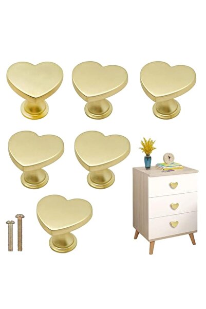 Generic YelaJoy 6-Pcs Gold Heart Shaped Cabinet Knobs, Wall Hooks, Decorative...