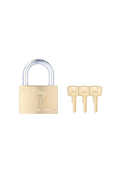 Generic Godrej Locks No.1 Pin Cylinder Brass Finish Padlock with 3 Keys, 50 m...