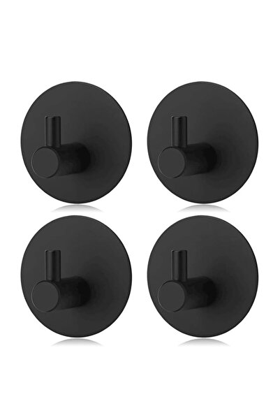 Generic 4 Pcs Black Self Adhesive Hooks, Self Adhesive Wall Mounted Hanger, N...