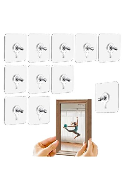 Generic PINKE Drill Free Adhesive Hooks, 20PCS Picture Hangers Without Nails ...