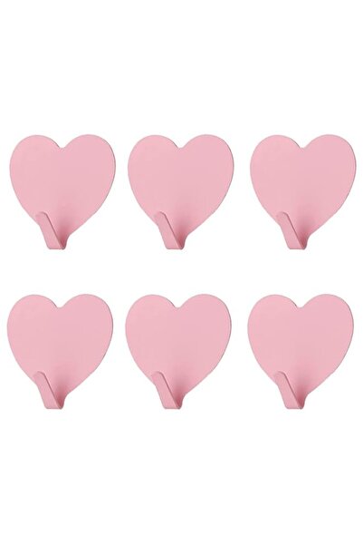 Generic 6 Pcs Heart Shaped Wall Hooks, Light Pink Stainless Steel Adhesive Ho...