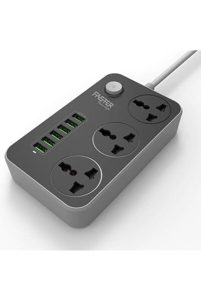 Generic Faster FUS-630 Power Strip Extension Cord- 3 Outlets Power Socket Ext...