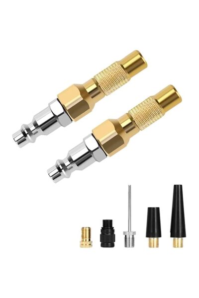 Generic 2-Pack Heavy-Duty Brass Air Nozzle with Quick Connector, Screw-On Tir...