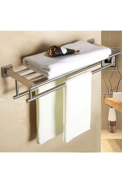 Generic Streamflow 24-Inch Bathroom Towel Rack with Shelf & Dual Towel Bars –...