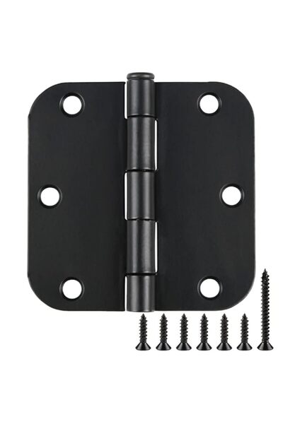 Generic TDCHINGES Rounded Door Hinges Matte Black 3.5 x 3 1/2" Inch Heavy 3 P...