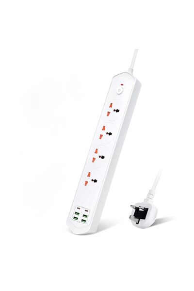 Generic 4 Way Socket Extension Lead, 2m Power Strip with 4 USB & 2 USB-C Port...