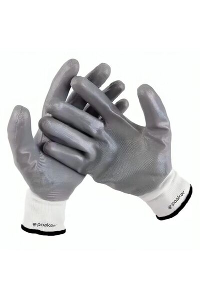 Generic Nitrile Working Gloves – White Gauze with Gray Nitrile Coating, Latex...