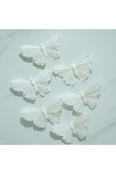 Generic White Butterfly Stickers for Walls: 6pcs 3D Feather Wall Decor with P...