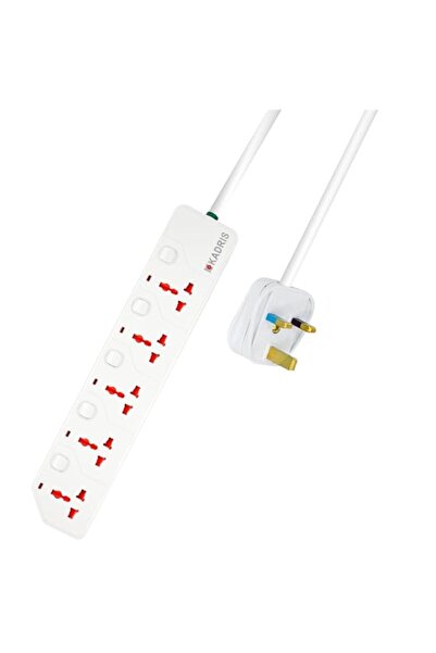 Generic Kadris KD1605S 5-Way Heavy Duty Extension Cord, 2 Meter Length, White