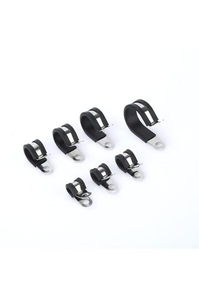 Generic 60-Piece Stainless Steel Rubber Lined P Clips Set, 7 Sizes, Metal Wir...