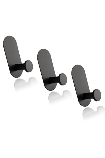 Generic Black Adhesive Hooks 3 Pcs – Sticky Towel & Robe Hooks, Stainless Ste...