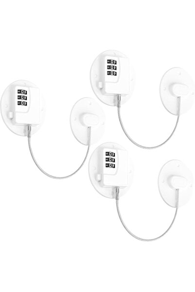 Generic 3Pcs Fridge Lock with Code, Child Safety Drawer Locks (White)