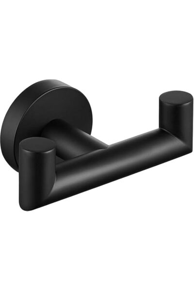 Generic Double Towel Hook, Matte Black Stainless Steel Bathroom Robe Holder, ...