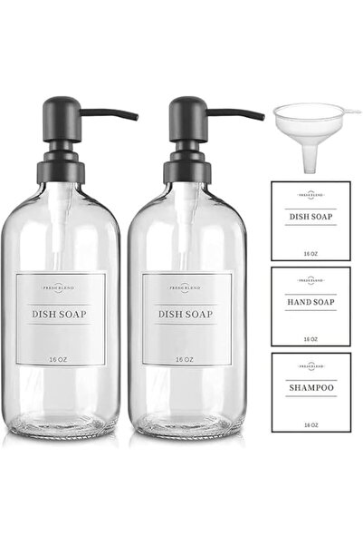Generic 2Pack Glass Soap Dispenser with Matte Black Stainless-Steel Pump,Dish...