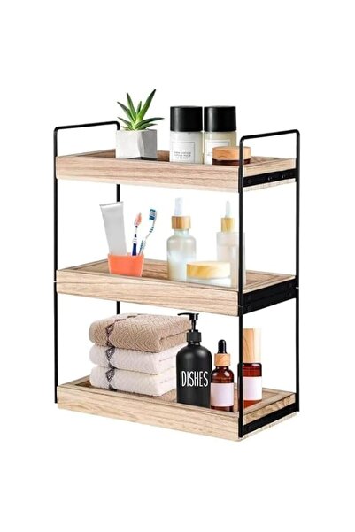 Generic HIKKY 3-Tier Wooden Bathroom Counter Shelf, Toilet Stand Skincare She...