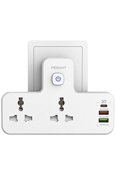 Generic PEGANT 3 in 1 Power Extension Socket Plug Adapter, 20W USB-C PD Quick...