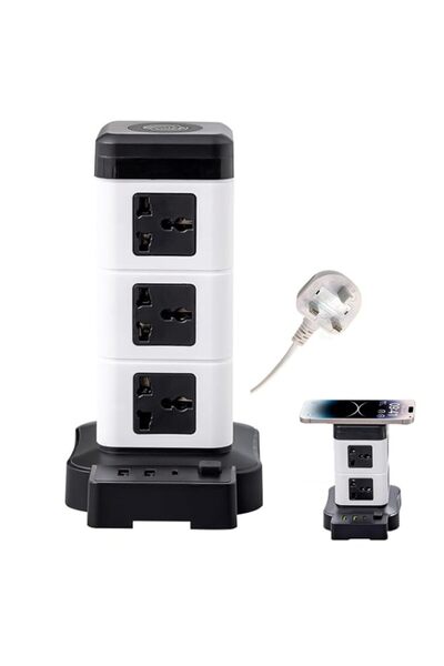 Generic Tower Extension Lead with USB C Slots, 12 Way Plug Extension Socket w...