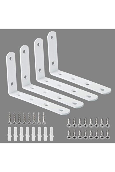 Generic 4 Pack Heavy Duty Stainless Steel L Brackets, 5x3 Inch White Corner B...