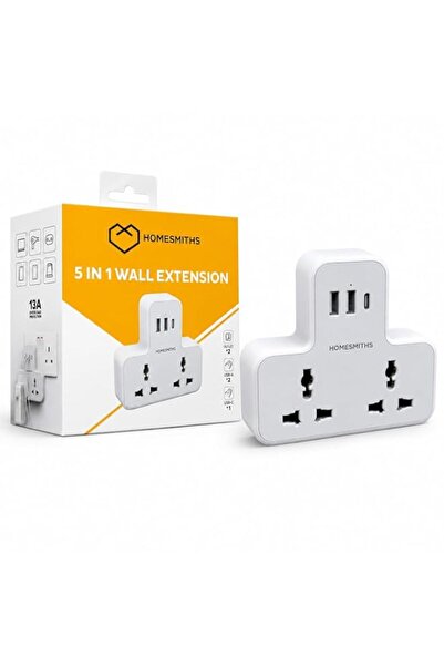 Generic Homesmiths Universal 5 In 1 Wall Extension Socket Adapter with USB & ...