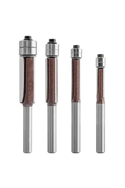 Generic 4 Pcs 1/4 Inch Shank Flush Trim Router Bits Set, Double Bearing Carbi...