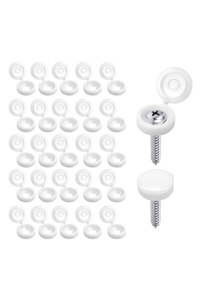 Generic 300pcs Hinged Screw Cover Caps White, Plastic Snap-On Protectors Fold...