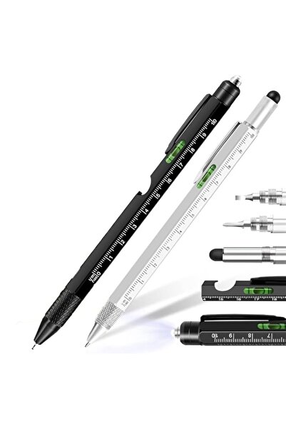 Generic 9-in-1 Multitool Pen with LED Light Stylus Ruler Screwdriver Bubble L...