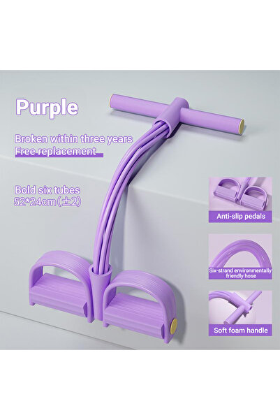 choice2 Purple Tension Rope Sit-up Handle Elastic Yoga Pedal Puller Resistanc...