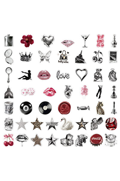 Choice1 50-Pack 50-Pack Y2K Pink & Silver Graffiti Stickers for Notebook Lugg...