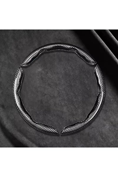 Choice4 3PCS Silver 2/3PCS Laser Carbon Fiber Silicone Car Steering Wheel Cov...