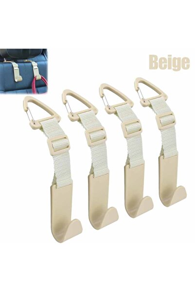 choice2 Beige 4PCS Car Seat Headrest Hook Universal Adjustable Vehicle Organi...