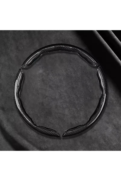 Choice12 3PCS Black 2/3PCS Laser Carbon Fiber Silicone Car Steering Wheel Cov...