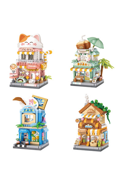 Choice8 4PCS LOZ Food Street Bakery Milk Tea Shop DIY Architectural Model Ass...