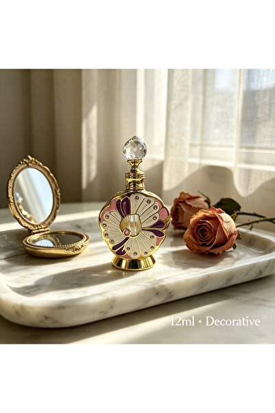 ARIANA 12ml Luxury Essential Oil Bottle with Golden Arab Frame, Rhinestone De...