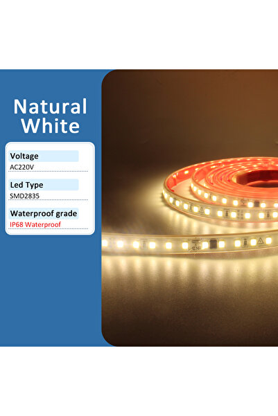 Choice30 1M Come with EU Plug Natural White AC 220V LED Strip Light Waterproo...