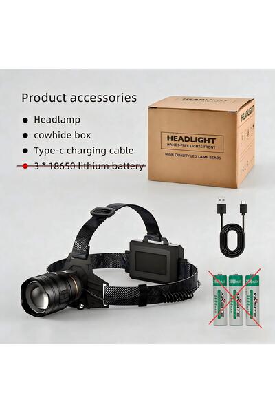 Choice1 189-no-battery XHP360 Zoom LED Headlamp 36 LED Beads 18650 Rechargeab...