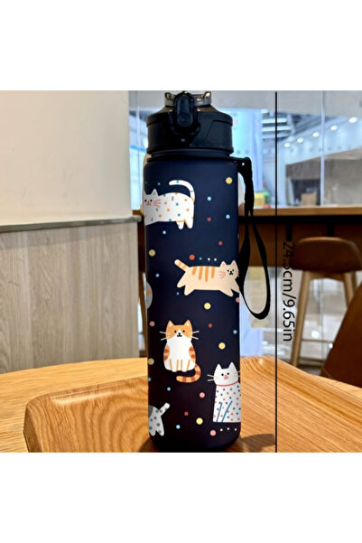 Choice3 750ML Blue 3D Printed Cute Cartoon Cat PVC-Free, Leak-Proof, Matte Fi...