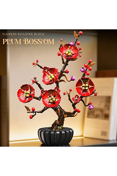Choice3 nobox 599PCS Creative Hibiscus Plum Blossom Bouquet Potted Building B...