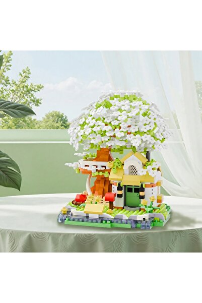 choice2 WHITE Four Seasons Cherry Blossom House Building Blocks Micro Particl...
