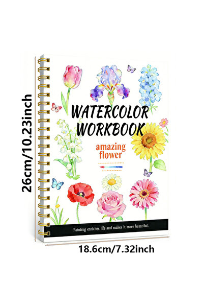 Choice1 Floral patterns Premium Watercolor Beginner's Workbook-14 Sketches + ...