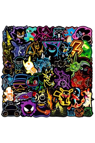 Choice 50PCS 50pcs Anime Neon Pokemon Stickers Pikachu Cartoon Decals Waterpr...