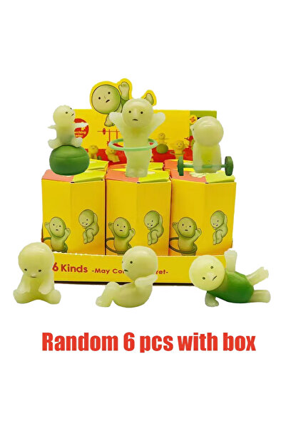 Choice7 Random 6 pcs Mini Figure Cute Noctilucent Doll Cartoon Toy Desktop Or...